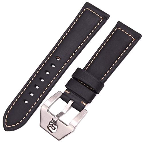 NXNONEPD Leder Uhrengurtverschluss Watchbänder Männer 22 mm 24 mm echte Leder Frauen Uhren -Band -Gurt Edelstahlschnalle von NXNONEPD