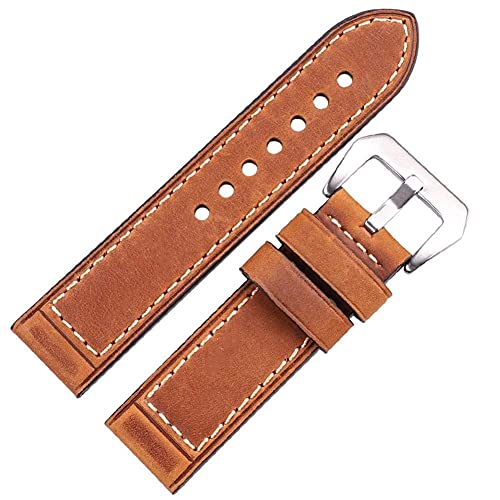 NXNONEPD Leder handgefertigtes Uhrenbänder 22 mm 24 mm Männer Frauen braun schwarz rote echte Leder -Uhren -Band -Gurtgurt Edelstahlschnalle von NXNONEPD