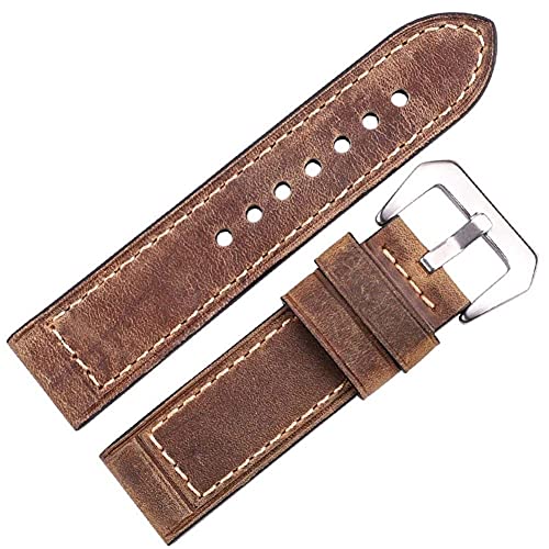 NXNONEPD Leder handgefertigtes Uhrenbänder 22 mm 24 mm Männer Frauen braun schwarz rote echte Leder -Uhren -Band -Gurtgurt Edelstahlschnalle von NXNONEPD