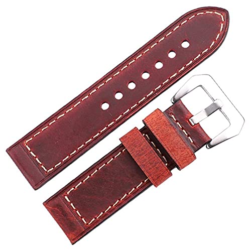 NXNONEPD Leder handgefertigtes Uhrenbänder 22 mm 24 mm Männer Frauen braun schwarz rote echte Leder -Uhren -Band -Gurtgurt Edelstahlschnalle von NXNONEPD