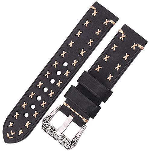 NXNONEPD Leder handgefertigtes Uhrenbänder mit Retro Edelstahlschnalle 22mm 24mm Männer Frauen echtes Leder Uhren -Band -Riemen -Gürtel -Accessorie Accessorie von NXNONEPD