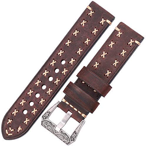 NXNONEPD Leder handgefertigtes Uhrenbänder mit Retro Edelstahlschnalle 22mm 24mm Männer Frauen echtes Leder Uhren -Band -Riemen -Gürtel -Accessorie Accessorie von NXNONEPD