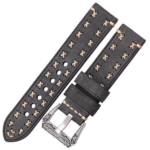 NXNONEPD Leder handgefertigtes Uhrenbänder mit Retro Edelstahlschnalle 22mm 24mm Männer Frauen echtes Leder Uhren -Band -Riemen -Gürtel -Accessorie Accessorie von NXNONEPD