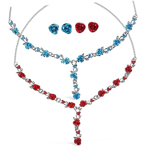 NXNONEPD Luxus Rose Blumenschmuck Set: 2 Pack Frauen Halskette und Ohrring -Set für Anlässe NXNONEPD Luxus Rose Blumenschmuck Set: 2 Pack Frauen Halskette und Ohrring -Set für Anlässe von NXNONEPD