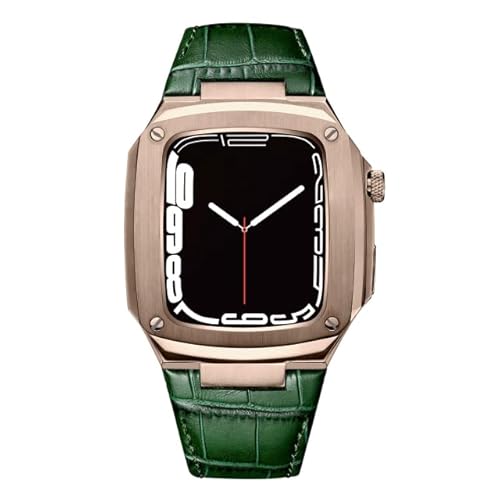 NXNONEPD Metallkoffer Lederband für 40 mm 45-mm-Modifikation Kit Luxus-Kalbskalfellband für iWatch SE 6 5 4, FHX-98K von NXNONEPD