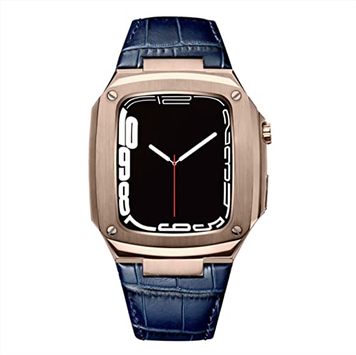 NXNONEPD Metallkoffer Lederband für 40 mm 45 mm Modifikation Kit Luxus -Kalbskalfellband für iWatch SE 6 5 4 von NXNONEPD