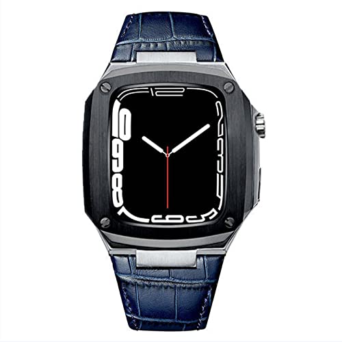 NXNONEPD Metallkoffer Lederband für 40 mm 45 mm Modifikation Kit Luxus -Kalbskalfellband für iWatch SE 6 5 4 von NXNONEPD