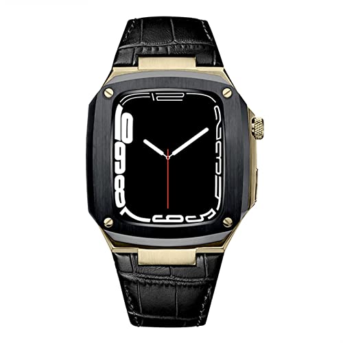 NXNONEPD Metallkoffer Lederband für 40 mm 45 mm Modifikation Kit Luxus -Kalbskalfellband für iWatch SE 6 5 4 von NXNONEPD