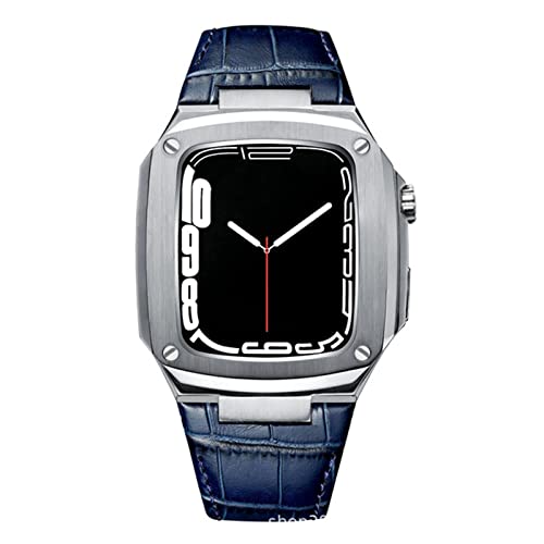 NXNONEPD Metallkoffer Lederband für 40 mm 45 mm Modifikation Kit Luxus -Kalbskalfellband für iWatch SE 6 5 4 von NXNONEPD