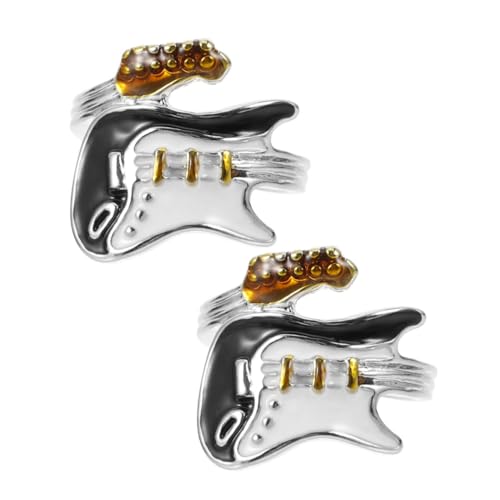 NXNONEPD Mode Musik Schmuck Silber Verstellbare Ringe für Frauen Gitarrenring Punk Style Ring Set für Konzerte von NXNONEPD