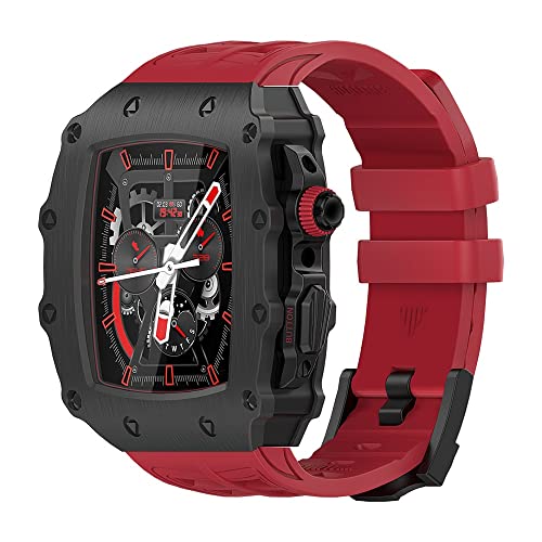 NXNONEPD Modifikations -Kit -Gummi -Gurt für 8 7 6 5 4 Se Correa Metallhülle mit temperiertem Film für die IWatch -Serie 44 mm 45 mm Uhrenband von NXNONEPD