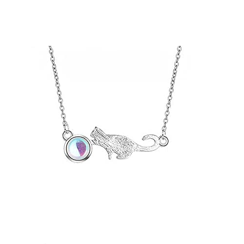 NXNONEPD Mondsteinkatze Anhänger Halsketten für Frauen Mädchen Geschenk Sterling Silber Silber Schmuckketten Halsketten Halsketten Halsketten von NXNONEPD