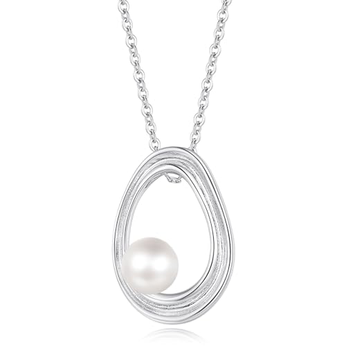 NXNONEPD Ondian Damen -Pendellie Pearl Anhänger Halskette Kurzhalskette 925 Silber Halskette für Frauen Mädchen von NXNONEPD
