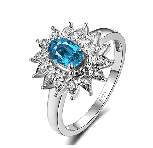 NXNONEPD Oval 925 Versprechen Ringe für Frauen, blaue silberne Ehering -Bands Topaz von NXNONEPD
