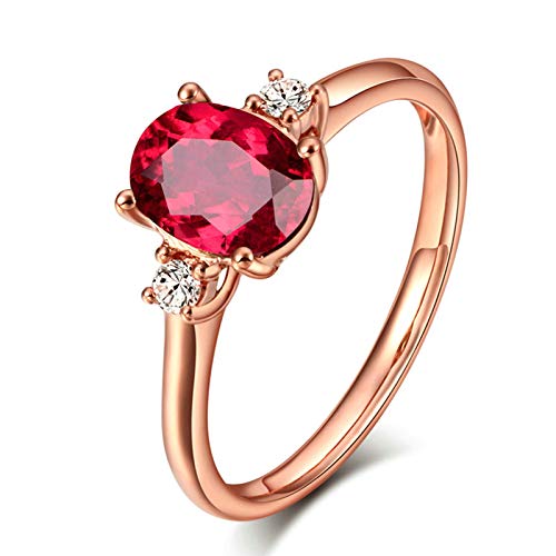NXNONEPD Promise Ring für Frauen Rose, Ringe für Frauen Ehering 4-Prong mit Turmalin und Diamant 0,8 Karat Größe J 1/2-V 1/2 von NXNONEPD