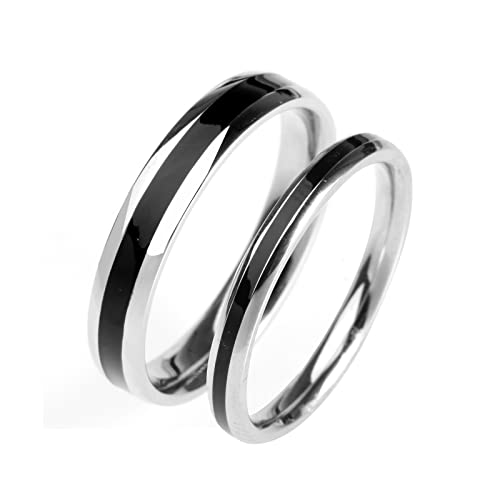 NXNONEPD Ringe Frauen einzigartig, schwarze Emaille Eheringe Männer, Edelstahl gotisches Ring-Engagement zum Vatertag von NXNONEPD