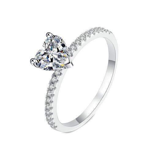 NXNONEPD Ringe für Frauen 18 K Weiß, Ehering Bands Jubiläumsherzring mit Laborausbau Diamond 1CT Ringe von NXNONEPD