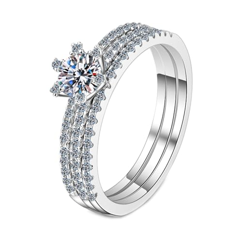 NXNONEPD Ringe für Frauen weiß, 18k Damenringe Versprechen mit Laborstörer Diamond 1CT Ring von NXNONEPD