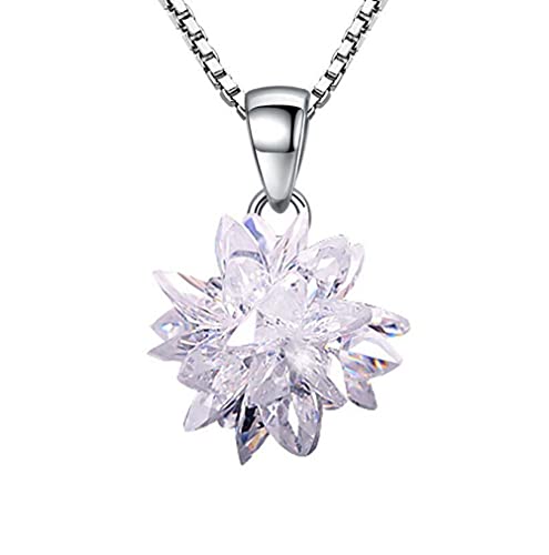 NXNONEPD Sterling Silber Silber Damen Feine Schmuck dreidimensionale Kristallzirkonia-Anhänger Halskette 45 cm von NXNONEPD