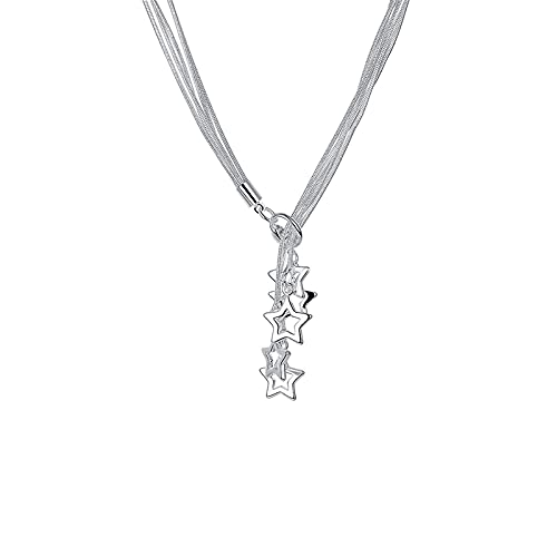 NXNONEPD Sterling Silber Silber Fünf Schlangenkette Star Anhänger Halskette für Frauen Hochzeit Engagement von NXNONEPD