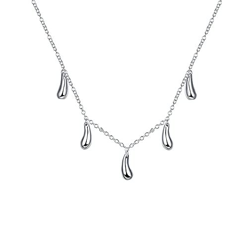 NXNONEPD Sterling Silber Silber Fünf Wassertropfen/Regentropfen Anhänger Halskette für Frauen Hochzeit Engagement von NXNONEPD
