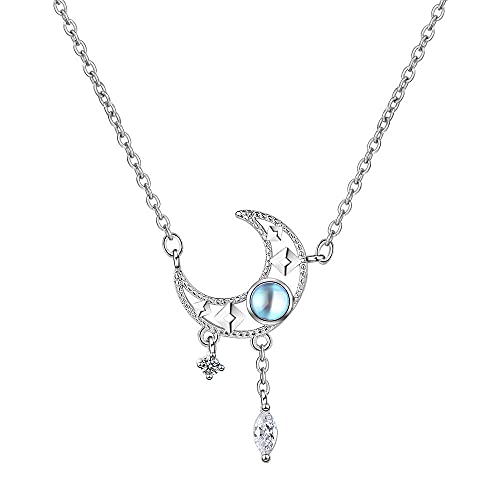 NXNONEPD Sterling Silber Silber Halskette Opal Mond Halskette für Frauen Silberschmuck von NXNONEPD