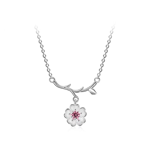 NXNONEPD Sterling Silber Silber Kirschblüten Charme Anhänger Halskette für Frauen Schmuck von NXNONEPD