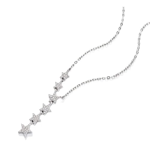 NXNONEPD Sterling Silber Silber glänzender Zirkonstar Choker Silber Geschenk für Mädchen Halskette Frauen Party Frauenfein Schmuck von NXNONEPD