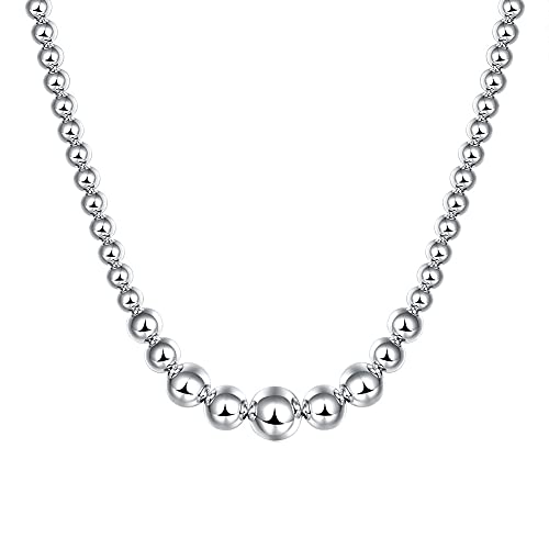 NXNONEPD Sterling Silber Silber variieren glatte Perlen Kette Frauen Lady 18 Zoll Ketten Halskette von NXNONEPD