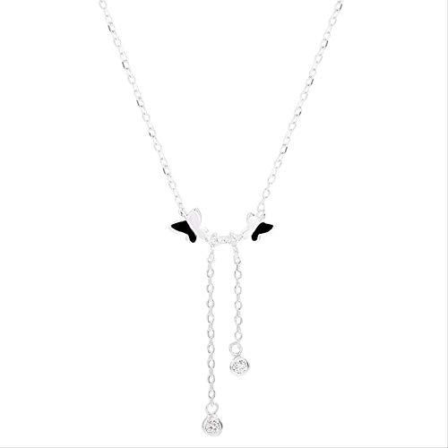 NXNONEPD Sterling Silber Silver Micron Zirkon Quastel Schmetterling Anhänger Halsketten für Frauen Hochzeit Schmuck Schlüsselbein Halskette Halskette von NXNONEPD