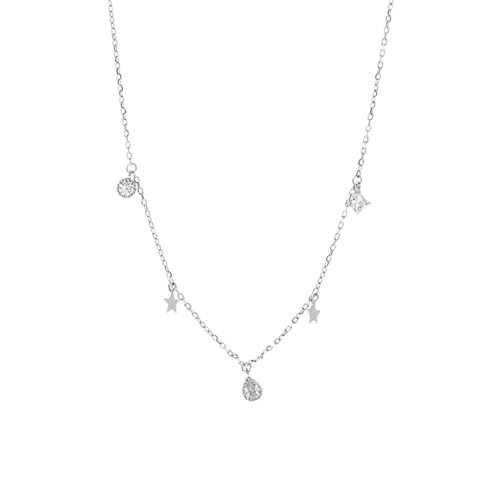 NXNONEPD Sterling Silver Silver Crystal Round Necklaces & Pendants For Women Wedding Jewelry Chokers von NXNONEPD