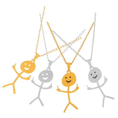 NXNONEPD Trendy Doodle Anhänger Halskette 4pcs Matchstick Halskette Set Mode Schmuck Erkenntnisse NXNONEPD Trendy Doodle Anhänger Halskette 4pcs Matchstick Halskette Set Mode Schmuck Erkenntnisse von NXNONEPD