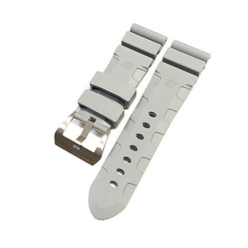 NXNONEPD Uhrenband kompatibel mit 441 weichem Naturkautschuk Silikon 24 26mm Uhr Accessoires Watch Man Pin Schnalle Gurt /24mm /Grau-Silver B von NXNONEPD