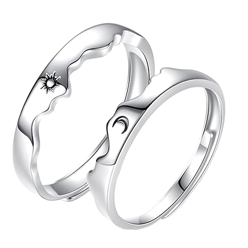 NXNONEPD Unisex Celestial Sun and Moon Verstellbare offene Ringpaare Ring für Freundin Freund Mode Paare anwesend von NXNONEPD