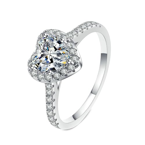 NXNONEPD Verlobungsring Frauen Weiß, 18k Eheringe Jubiläum Herzring mit Laborausbau Diamant 1CT Ringen von NXNONEPD