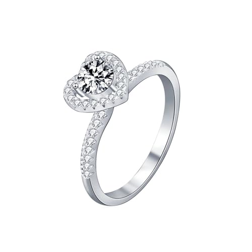 NXNONEPD Verlobungsring Weiß für Frauen, 18k Verlobungsband Frauen Herzring mit Labor -Züchtung von Diamanten 0,5ct Ringen von NXNONEPD