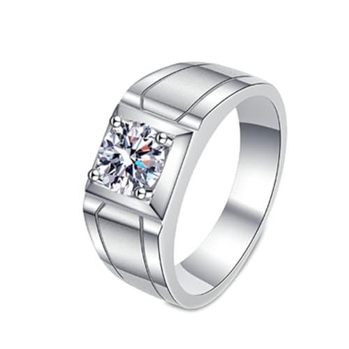 NXNONEPD Verlobungsring weiß für Männer, 18k Verlobungsbandringe für Männer mit rundem Formlabor ausgebaut Diamond 1ct Ringe von NXNONEPD