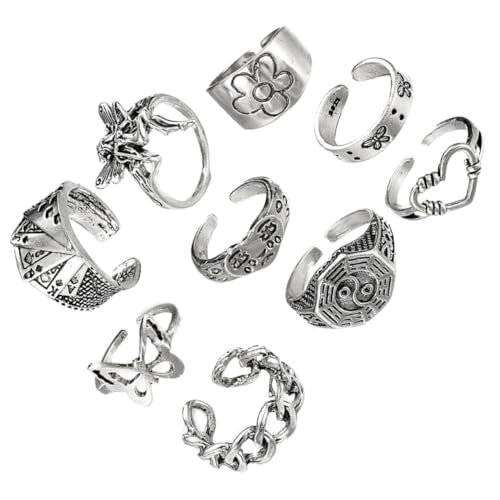 NXNONEPD Vintage Crying Face Legierung Ringe Verstellbare Offene Fingerparty Schmuck Hohlwerk und einzigartige Fingerdekorationen für Frauen von NXNONEPD