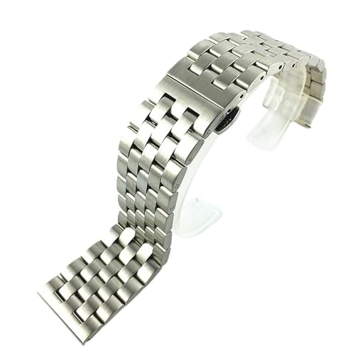 NXNONEPD Wachgurt massiv aus Edelstahl Flat Schnittstelle Watch Band Herren- und Damen Metall Matt Butterfly Schnalle -Handgelenkband Armband Gürtel 18mm19mm20mm21mm22mm24mm26mmmmmmm von NXNONEPD