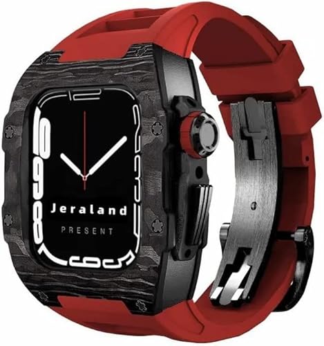 NXNONEPD Watch Band Mod Kit，For 8 7 45mm Carbon Fiber Case Cover And Fluororubber Watch Strap，Replacment Watch Band And Case，For iwatch 6 5 4 SE 44mm von NXNONEPD