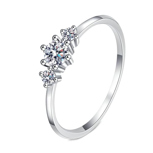 NXNONEPD Weiße Ringe für Frauen Band, 18k Ehering -Ring -Frauen Band Pinky Ring mit Labor angebautes Diamant 0,26ct Ring von NXNONEPD
