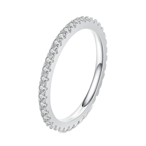 NXNONEPD Weiße Verlobungsringe für Frauen 18K, Jubiläumszeit Tennisring mit Labor ausgebaut Diamond 0.57ct Ring von NXNONEPD