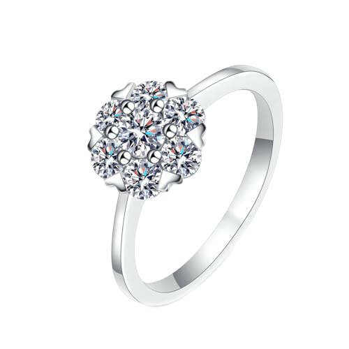 NXNONEPD Weißer Ring für Frauen 18k, Ehering -Verlobungsbummler mit rundem Labor ausgenommener Diamant 0,5ct Ring von NXNONEPD