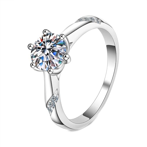 NXNONEPD Women Ehering Band 18K Weiß, Ehering-Frauen-Frauen 6-zeitgreigender Ring mit Laborstörer Diamant 0,5ct Ring von NXNONEPD