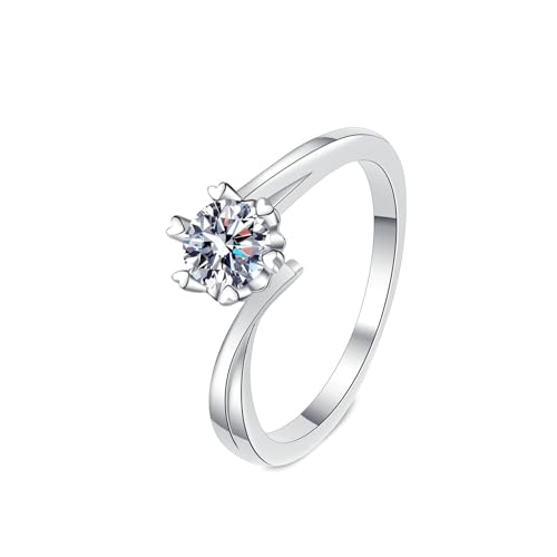 NXNONEPD Womenes Ehering Bands White 18K, Verlobungsband Frauen Solitaire Ring mit runden Laborausbau Diamant 0,3ct Ring von NXNONEPD