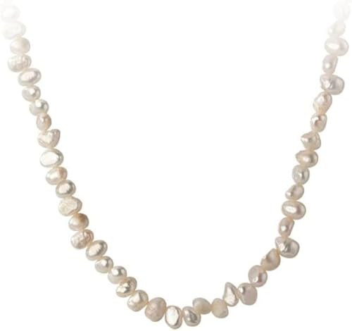 NXNONEPD necklace Silver Necklace,Necklace Dainty Irregular Baroque Pearl Trendy Sterling Choker Fine Chain Gift Jewelry For Women Girls Couples Her von NXNONEPD