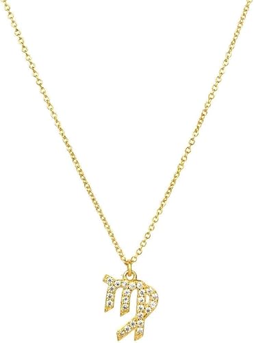 NXNONEPD necklace Sterling Silver Chain,Zodiac Signs Elegant Ladies Ancient Symbols Zirconia Choker Horoscope Symbol Pendant Jewelry For Girls Birthday Present von NXNONEPD