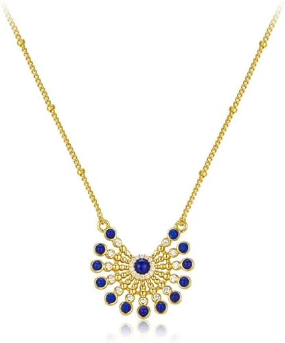 NXNONEPD necklace Sterling Silver Necklace, For Women Elegant Zircon Natural Lapis Lazuli Pendant Vintage Ethnic Style Necklaces Gift Jewelry Girls von NXNONEPD