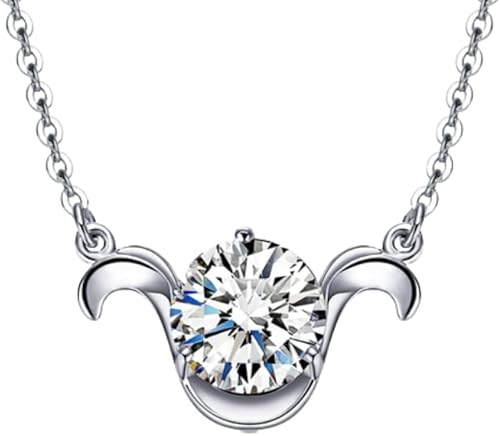 NXNONEPD necklace Sterling Silver Necklace, For Women Zodiac Signs Zircon Aries Pendant Elegant Gift Jewelry Girls von NXNONEPD