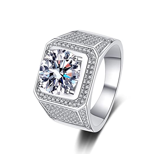 Ringe für Männer Sterling Silber Silber, silberweites Ring mit Moissanit/Zirkonia -Männern Hochzeitsringe von NXNONEPD